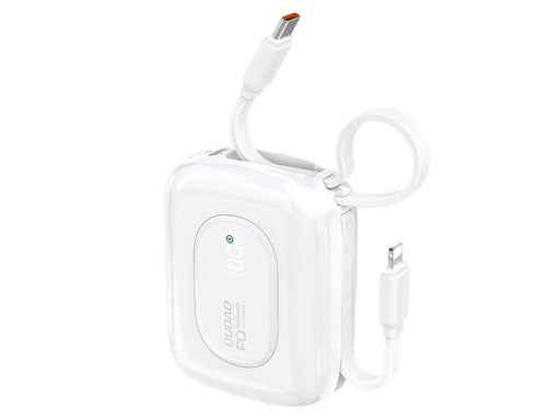 Dudao K32 22.5W 10000 mAh Powerbank with Built-in USB-C/ Lightning Cable - White - 10000 mAh