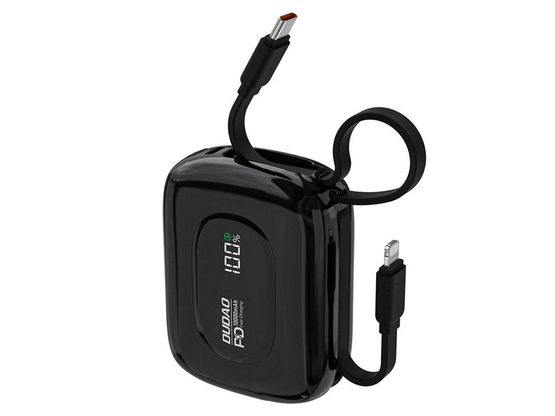 Dudao K32 Powerbank 22.5W 10000 mAh with Built-in USB-C/ Lightning Cable - Black - 10000 mAh
