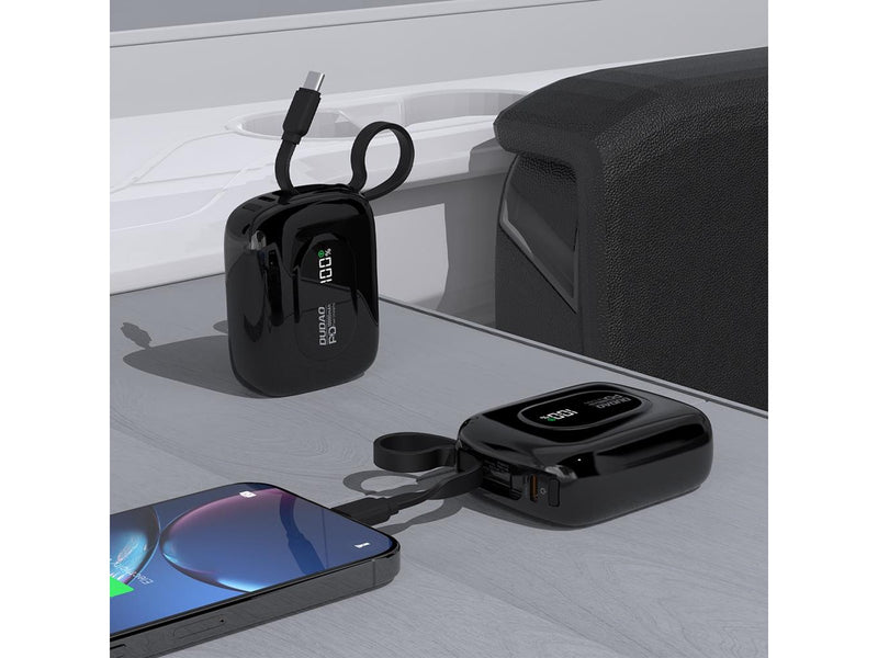 Dudao K32 Powerbank 22.5W 10000 mAh with Built-in USB-C/ Lightning Cable - Black - 10000 mAh