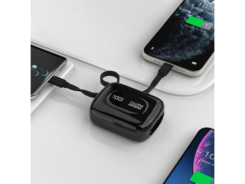 Dudao K32 Powerbank 22.5W 10000 mAh with Built-in USB-C/ Lightning Cable - Black - 10000 mAh