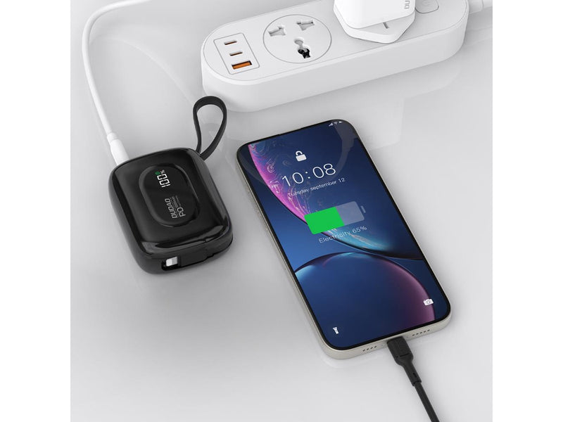 Dudao K32 Powerbank 22.5W 10000 mAh with Built-in USB-C/ Lightning Cable - Black - 10000 mAh