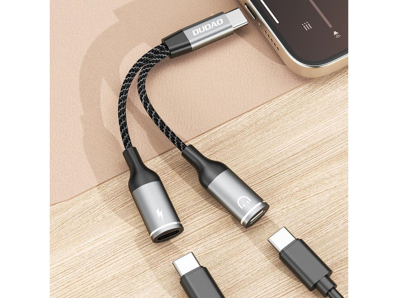 Dudao L13C+ 2in1 USB-C Adapter - Gray