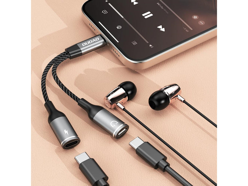 Dudao L13C+ 2in1 USB-C Adapter - Gray