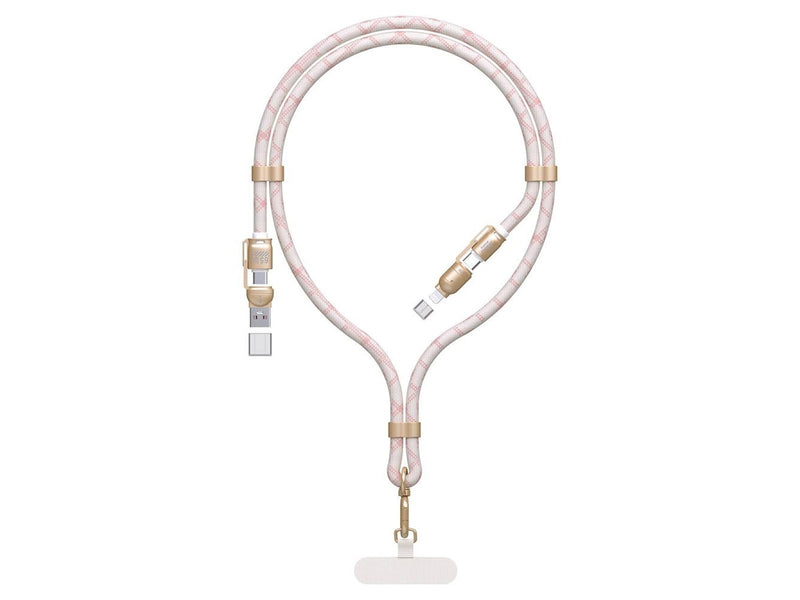 Dudao L20MAX 4in1 Cable / Lanyard USB-A / USB-C / Lightning PD QC 65W 1.5m - Pink