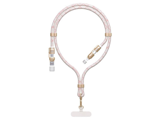 Dudao L20MAX 4in1 Cable / Lanyard USB-A / USB-C / Lightning PD QC 65W 1.5m - Pink