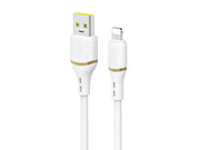 Dudao L25L USB-A - Lightning 1m 30W Soft Silicone Braided Cable - White