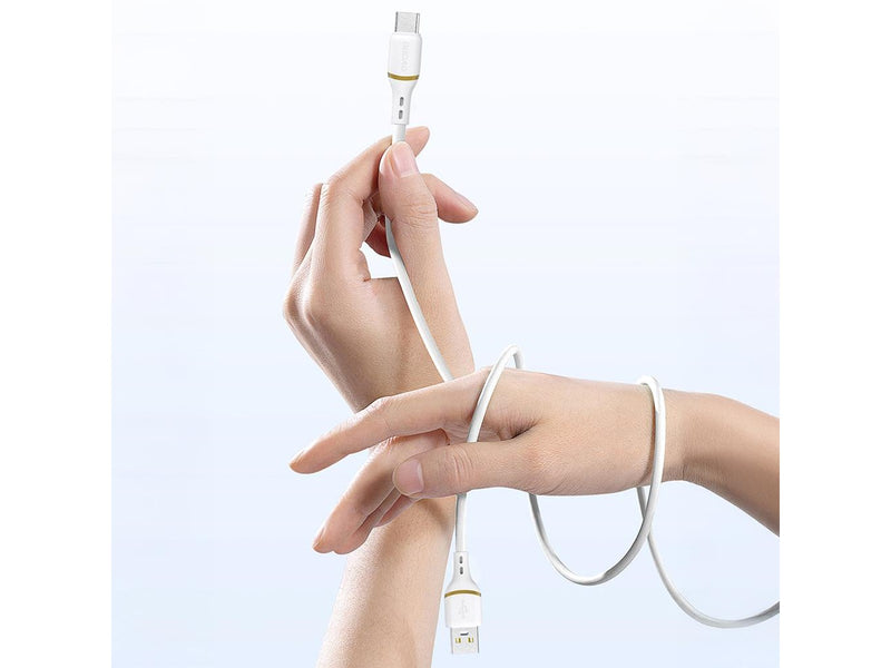 Dudao L25L USB-A - Lightning 1m 30W Soft Silicone Braided Cable - White
