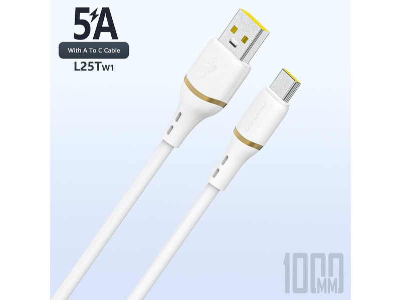 Dudao  L25T USB-A - USB-C Silicone Cable 5A 1m - White