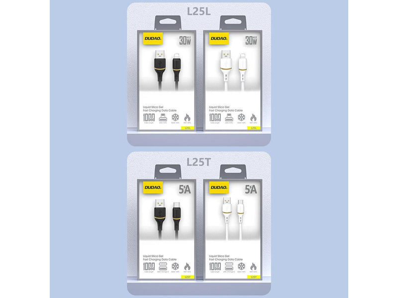 Dudao  L25T USB-A - USB-C Silicone Cable 5A 1m - White