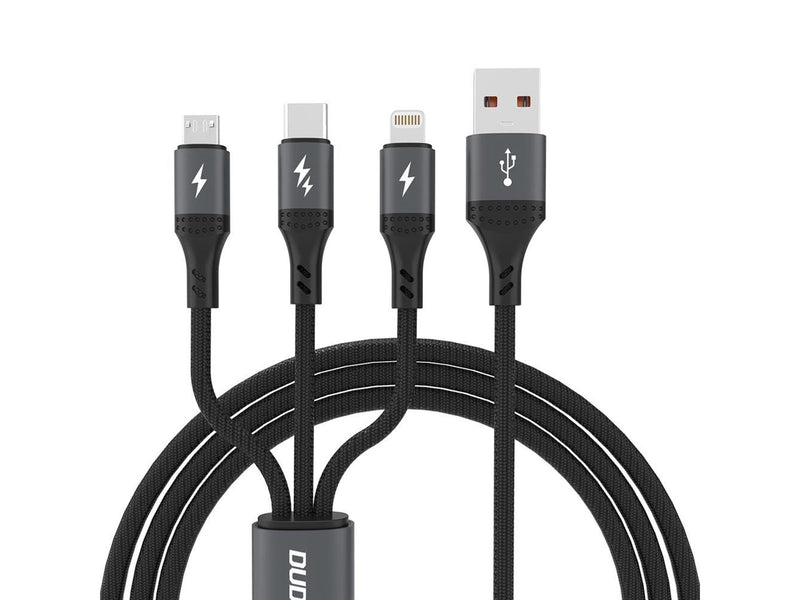 Dudao  L3E 3 in 1 60W MicroUSB USB-C Lightning Cable 1.2m - Black