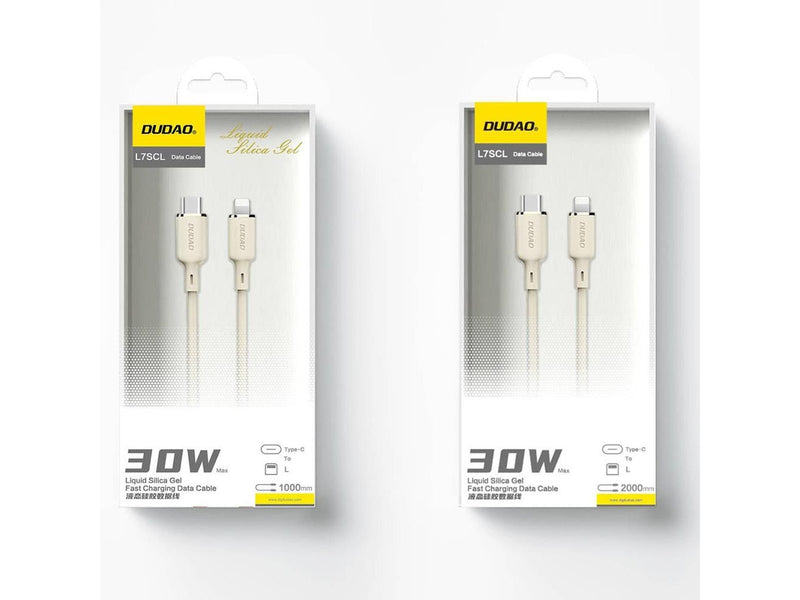 Dudao L7SCL USB-C - Lightning 30W 2m cable - beige