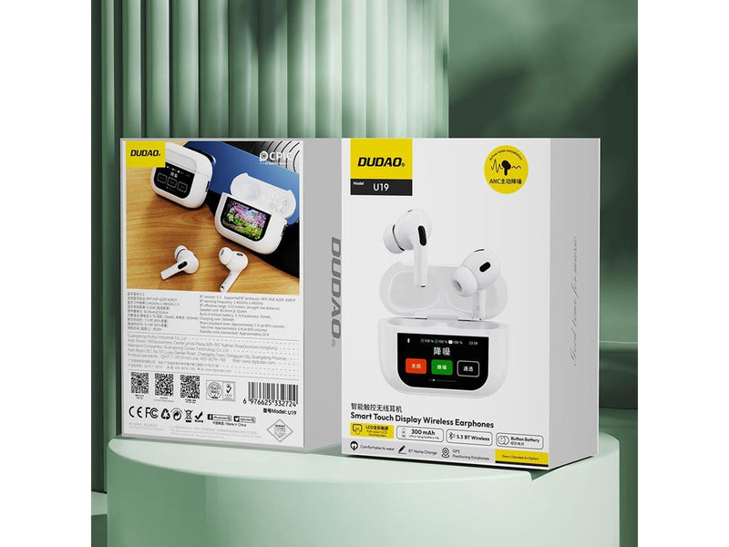 Dudao U19 in-ear TWS wireless Bluetooth 5.3 headphones with LED display - white