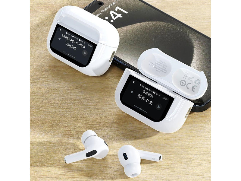 Dudao U19 in-ear TWS wireless Bluetooth 5.3 headphones with LED display - white