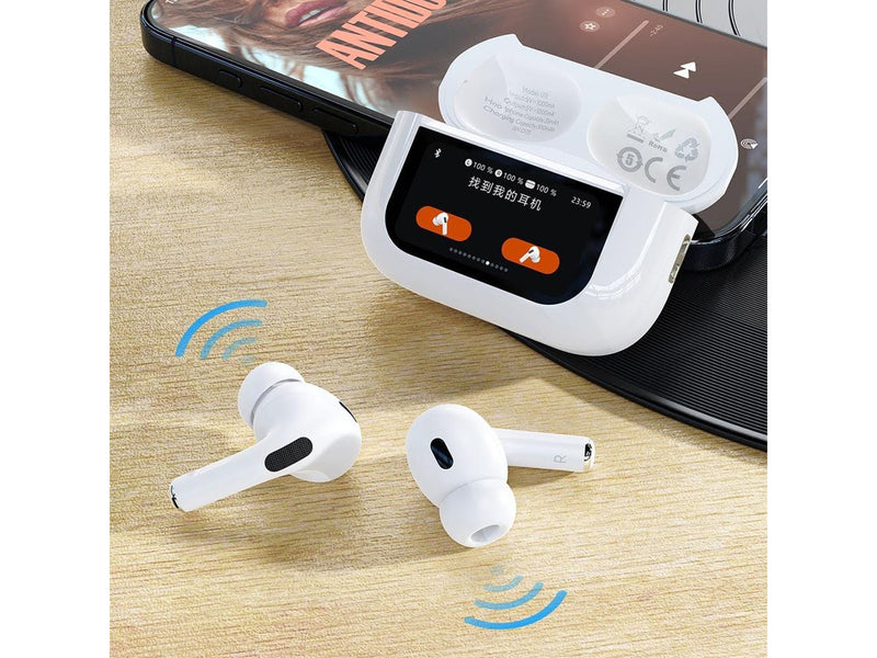 Dudao U19 in-ear TWS wireless Bluetooth 5.3 headphones with LED display - white