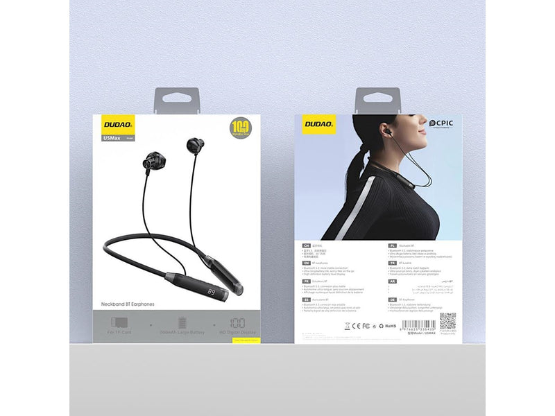 Dudao U5 Max Bluetooth Neckband Wireless Headphones - Black
