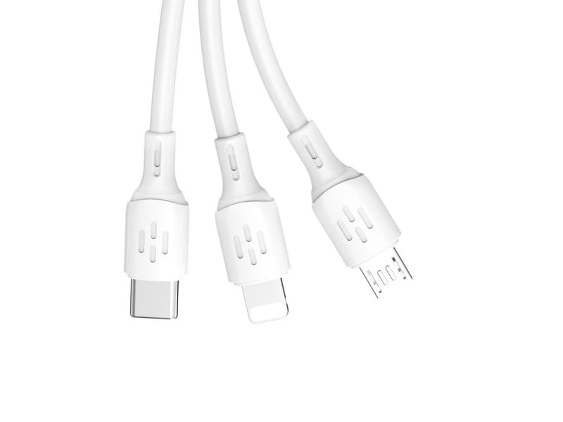 Dudao USB C / micro USB / Lightning 480Mb/s 6A 1.2m - white