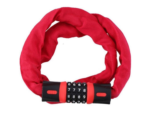 Dunlop - Bicycle Lock with Combination Chain - Red