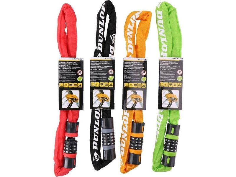 Dunlop - Bicycle Lock with Combination Chain - Red