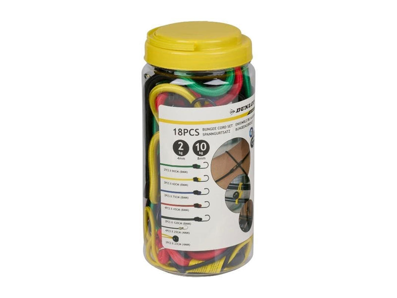 Dunlop - Bungee / Luggage Cords with Hooks 18 pcs