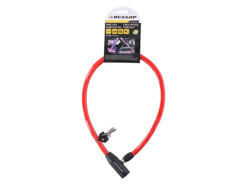 Dunlop - Cable anti-theft bicycle lock - red