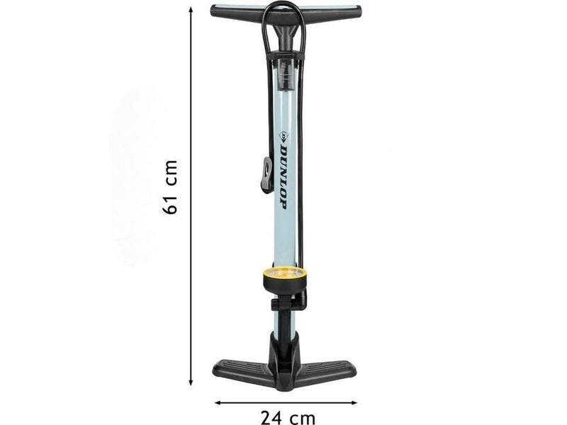 Dunlop - Floor pump for bikes balls mattresses with pressure gauge - Blue