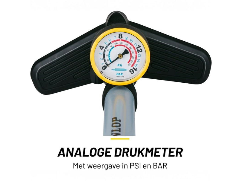 Dunlop - Floor pump for bikes balls mattresses with pressure gauge - Blue