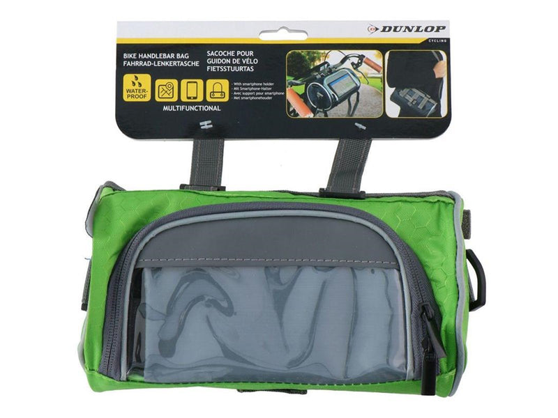 Dunlop - Handlebar bag / bicycle pannier with smartphone pocket - green