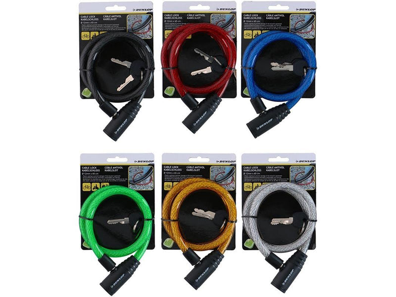 Dunlop - Keyed spiral bicycle lock 65 cm - white