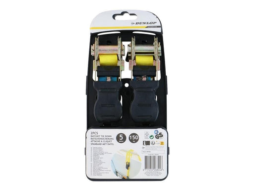 Dunlop - Ratchet Tie Down Strap with Locking Mechanism 5 m / 150 kg 2 pcs