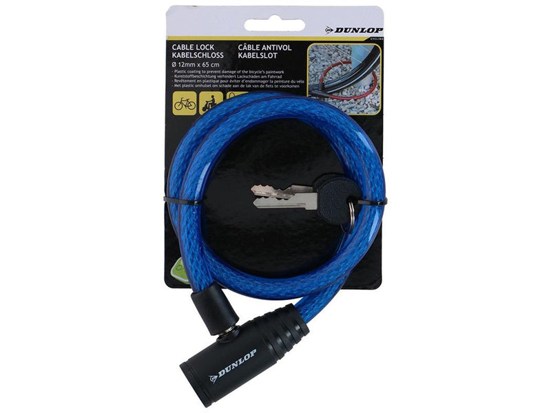 Dunlop - Spiral key bicycle lock 65 cm - blue