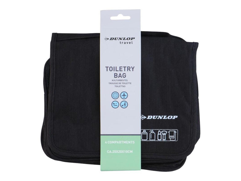 Dunlop – Travel Toiletry Bag with Hanging Hook 25x20x10 cm - Black