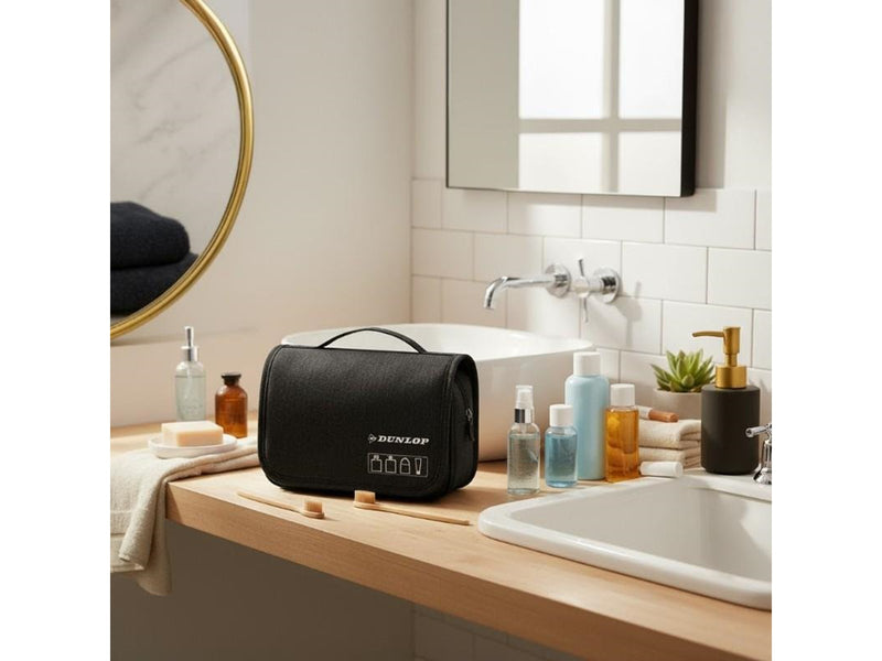Dunlop – Travel Toiletry Bag with Hanging Hook 25x20x10 cm - Black