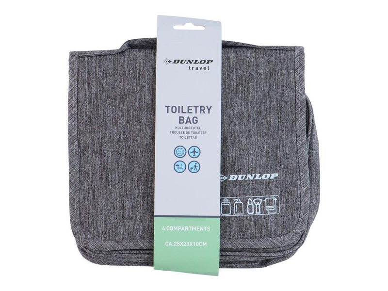 Dunlop – Travel Toiletry Bag with Hanging Hook 25x20x10 cm - Grey
