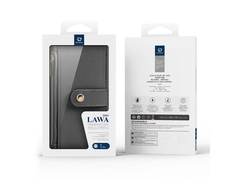 Dux Ducis Lava Leather Case for iPhone 15 Pro - Grey