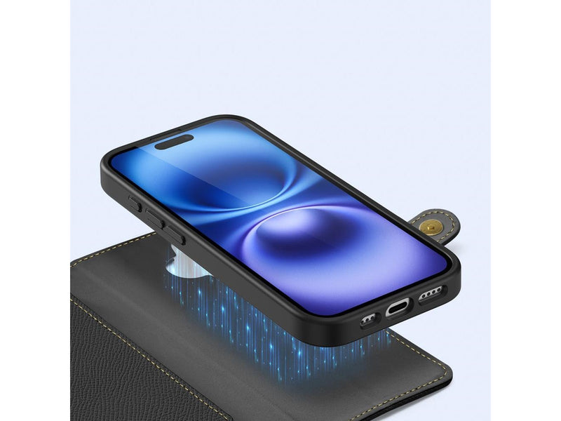 Dux Ducis Lava Leather Case for iPhone 16 - Black