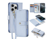 Dux Ducis Lava Leather Case for iPhone 16 Pro Max with Detachable Magnetic Wallet - Cyan
