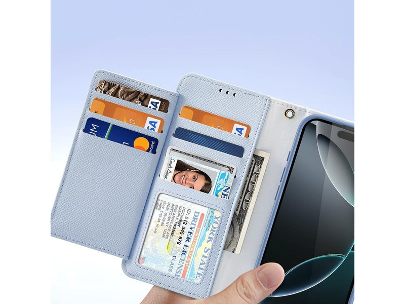 Dux Ducis Lava Leather Case for iPhone 16 Pro Max with Detachable Magnetic Wallet - Cyan