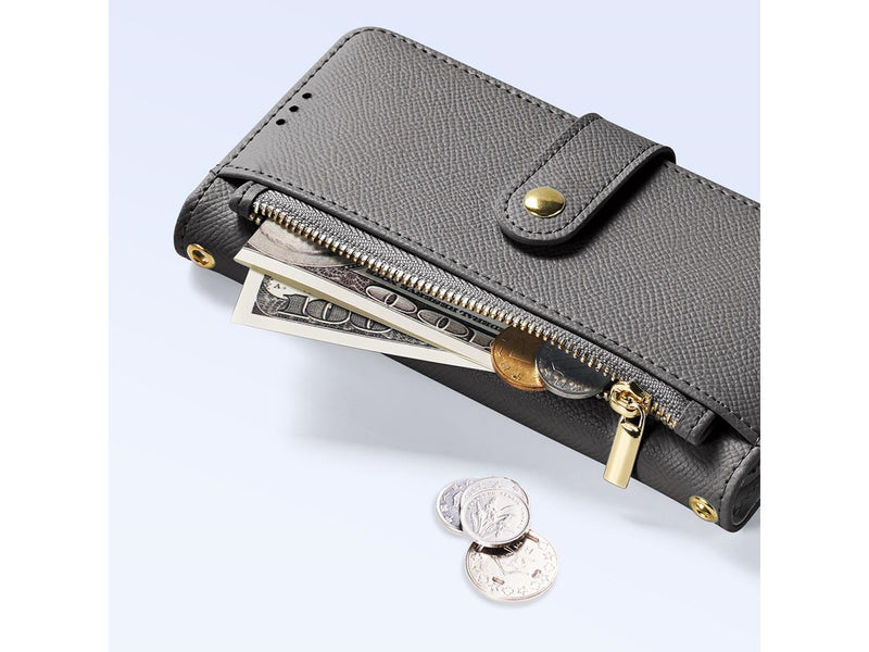 Dux Ducis Lava Leather Case for iPhone 16 Pro Max with Detachable Magnetic Wallet - Grey