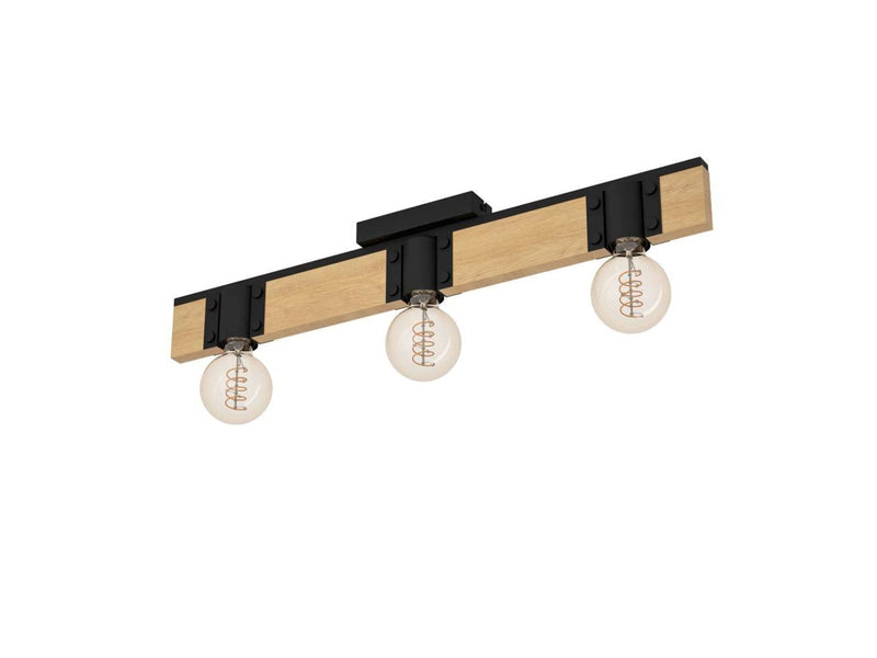 EGLO BAILRIGG ceiling lamp 3L black/wood