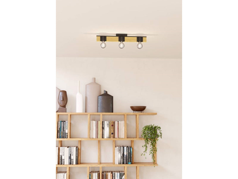 EGLO BAILRIGG ceiling lamp 3L black/wood