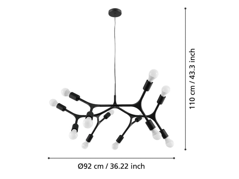 EGLO BOCADELLA PENDELLEUCHTE 12L SCHWARZ