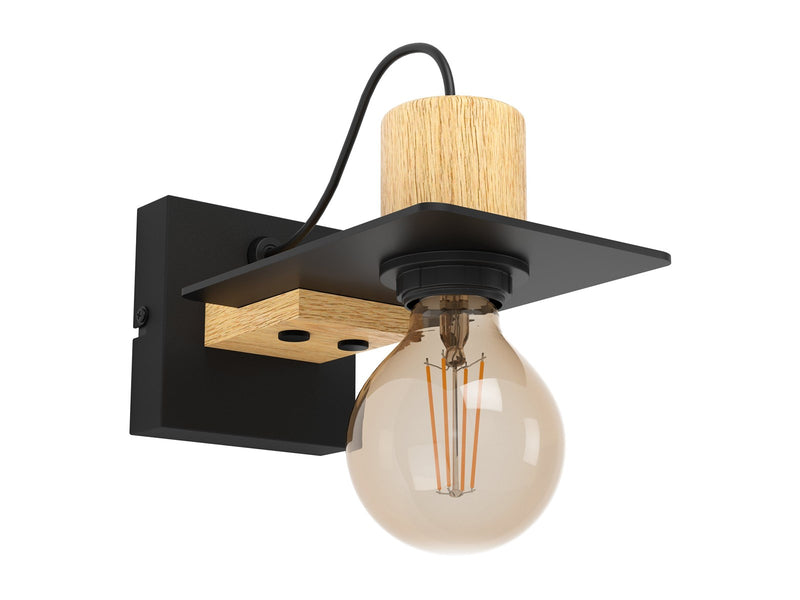 EGLO BRAMERTON wall lamp, black/brown