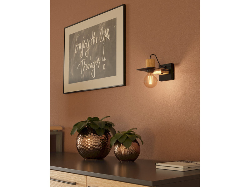 EGLO BRAMERTON wall lamp, black/brown