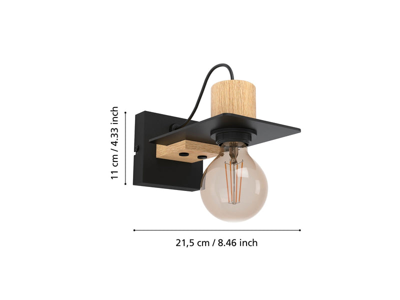 EGLO BRAMERTON wall lamp, black/brown
