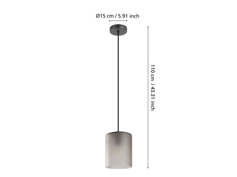 EGLO COLOMERA PENDELLEUCHTE Ø150 E27 SCHWARZ/GRAU