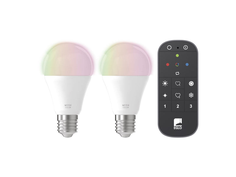 EGLO E27 LED-Z MATTER A60 RGB/CCT 11W 1300lm opal 2-pack w/remote control