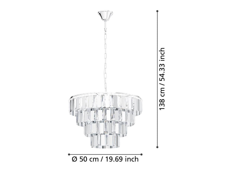 EGLO ERSEKA PENDELLEUCHTE 7L E14 CHROM/KRISTALL