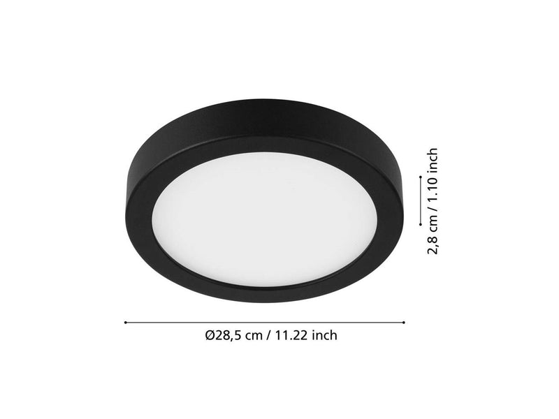 EGLO FUEVA 5 PLAFOND Ø285 2400LM MIT SENSOR SCHWARZ