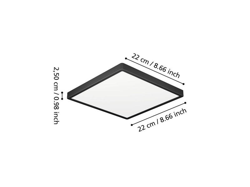 EGLO FUEVA 6 PLAFOND 220X220 CCT 10.5W 1700LM IP44 SCHWARZ