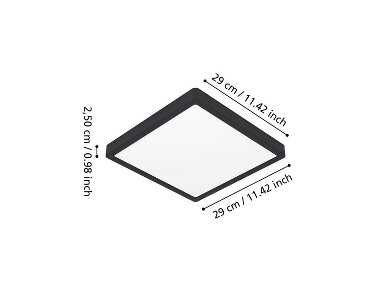 EGLO FUEVA 6 PLAFOND 290X290 CCT 13W 2100LM IP44 SCHWARZ
